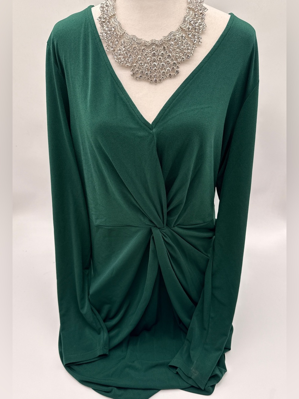 NWT Leota Emerald Green Twist Front Dress Size 2X Made in USA